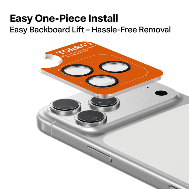 Folie camera iPhone 17 Pro Torras Lensguard Camera Protector, negru