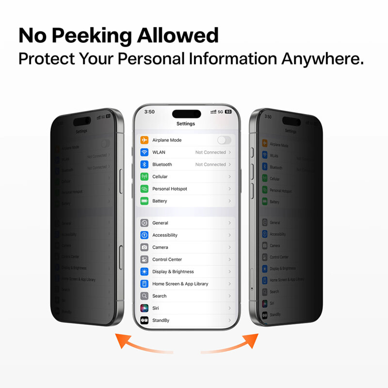 Folie sticla iPhone 17 Pro Torras GlassGo Install Master Privacy, negru