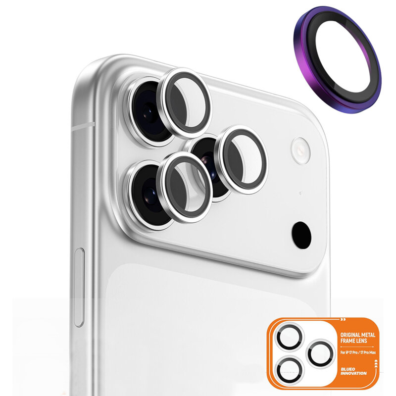 Folie iPhone 17 Pro Blueo Original Metal Frame Lens, multicolor