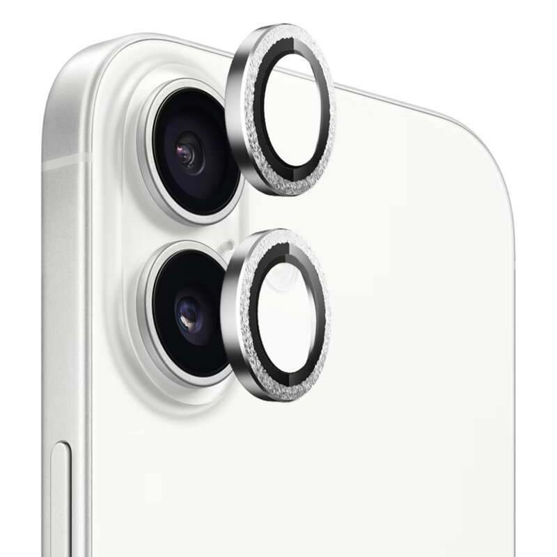 Folie iPhone 17 Blueo Original Metal Frame Lens, Silver Diamond