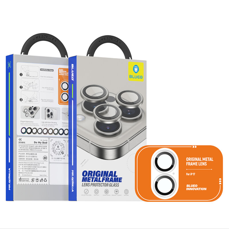 Folie iPhone 17 Blueo Original Metal Frame Lens, negru
