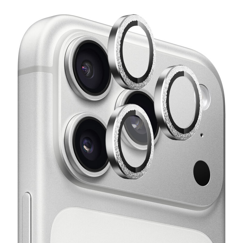 Folie iPhone 17 Pro Max Blueo Original Metal Frame Lens, Silver Diamond