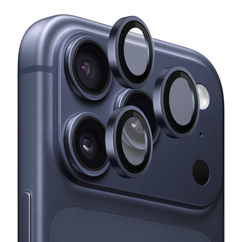 Folie iPhone 17 Pro Blueo Original Metal Frame Lens, albastru