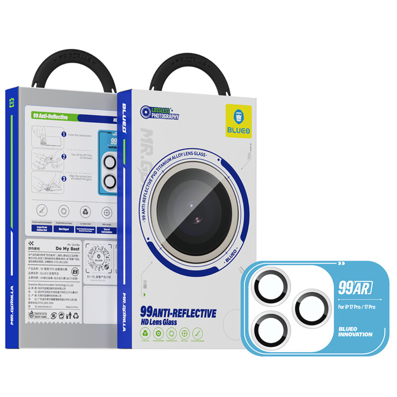 Folie iPhone 17 Pro Max Blueo 99 Anti-Reflective Lens Glass, albastru