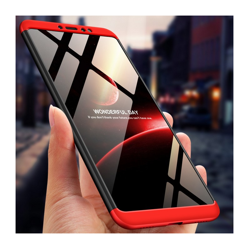 Husa Xiaomi Mi Max 3 GKK 360 Full Cover Negru-Rosu