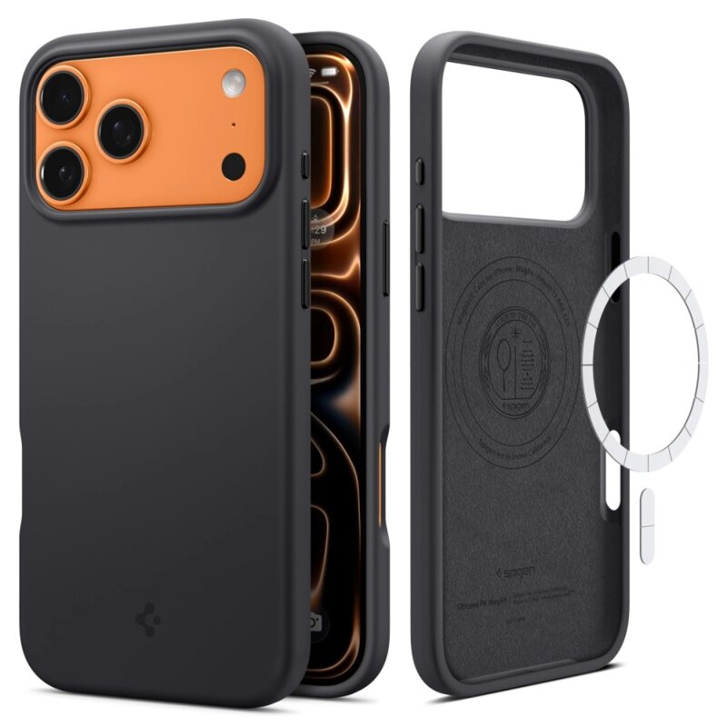 Husa iPhone 17 Pro Spigen Silicone Fit MagSafe, negru