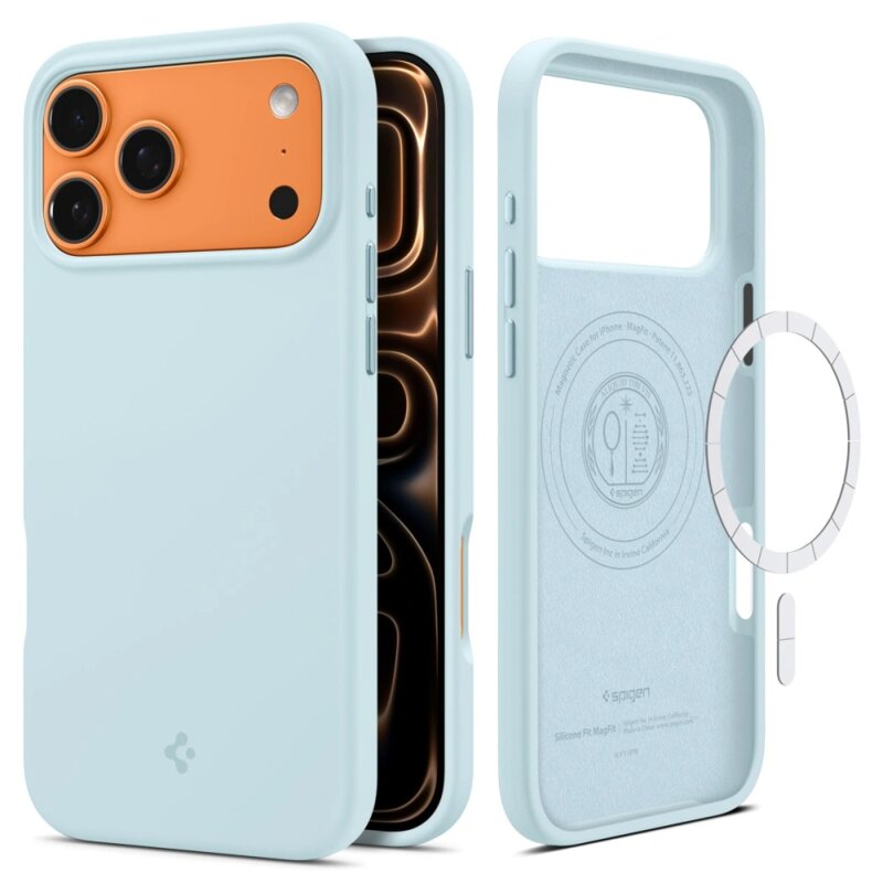 Husa iPhone 17 Pro Spigen Silicone Fit MagSafe, bleu