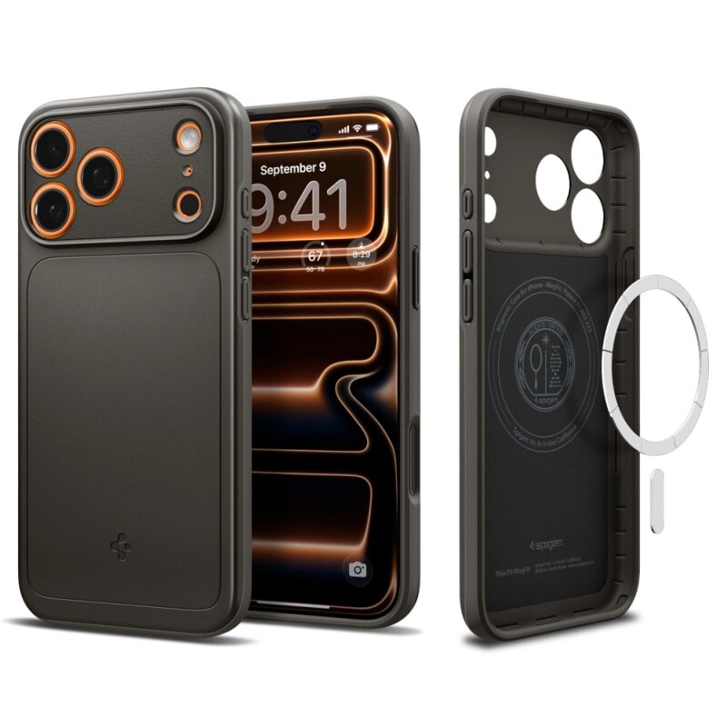 Husa iPhone 17 Pro Spigen Thin Fit MagSafe, cenusiu