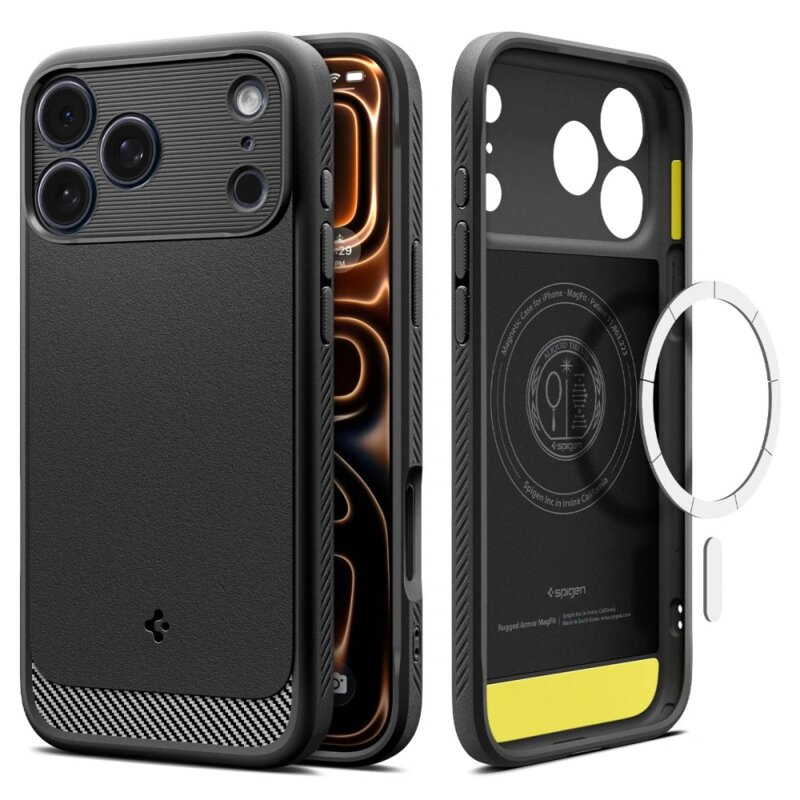 Husa iPhone 17 Pro Max Spigen Rugged Armor MagSafe, negru