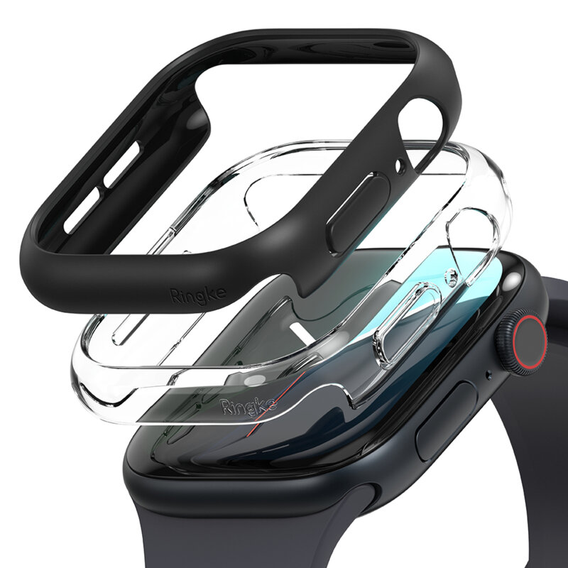 Husa + folie Apple Watch 11 42mm Ringke Slim, transparenta