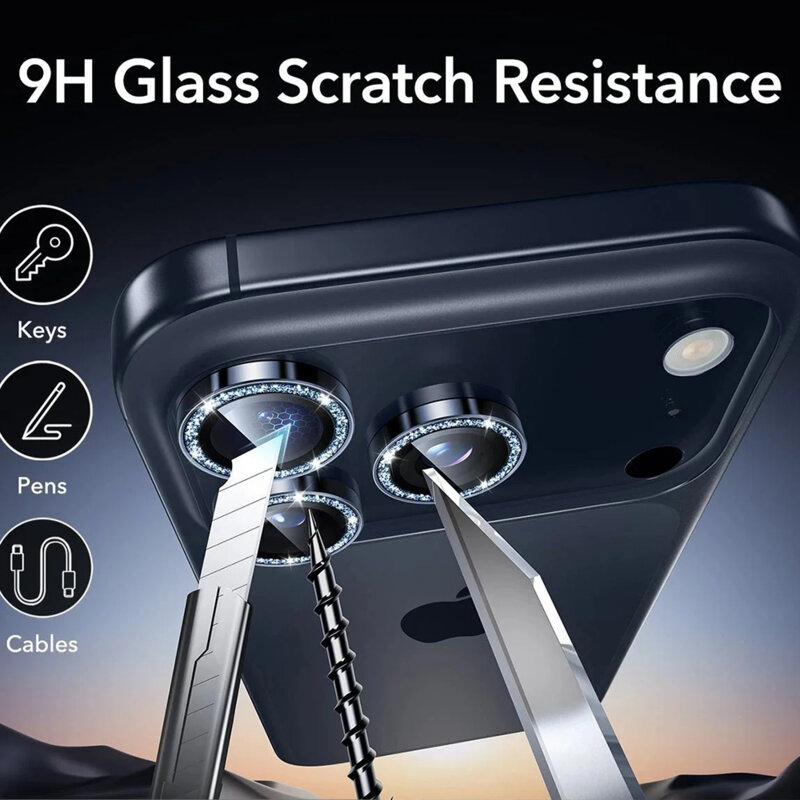 Folie sticla camera iPhone 17 Pro Max ESR Armorite Camera Lens Protectors, albastru