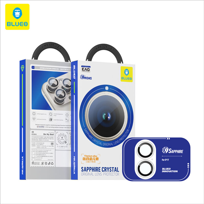 Folie iPhone 17 Blueo Sapphire Crystal Original Lens Glass, argintiu