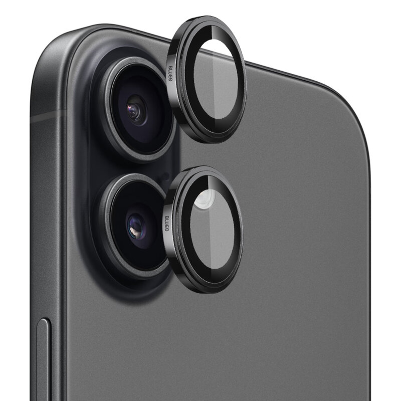 Folie iPhone 17 Blueo Sapphire Crystal Original Lens Glass, negru