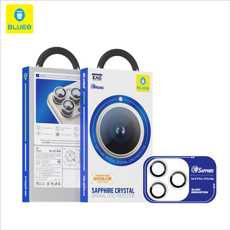 Folie iPhone 17 Pro Blueo Sapphire Crystal Original Lens Glass, portocaliu