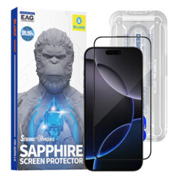 Folie sticla iPhone 16 Pro Max Blueo Premium Sapphire Non Breaking / Scratching 9H Glass, negru