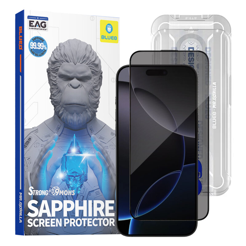 Folie sticla iPhone 16 Pro Max Blueo Premium Sapphire Non Breaking / Scratching 9H Glass, privacy
