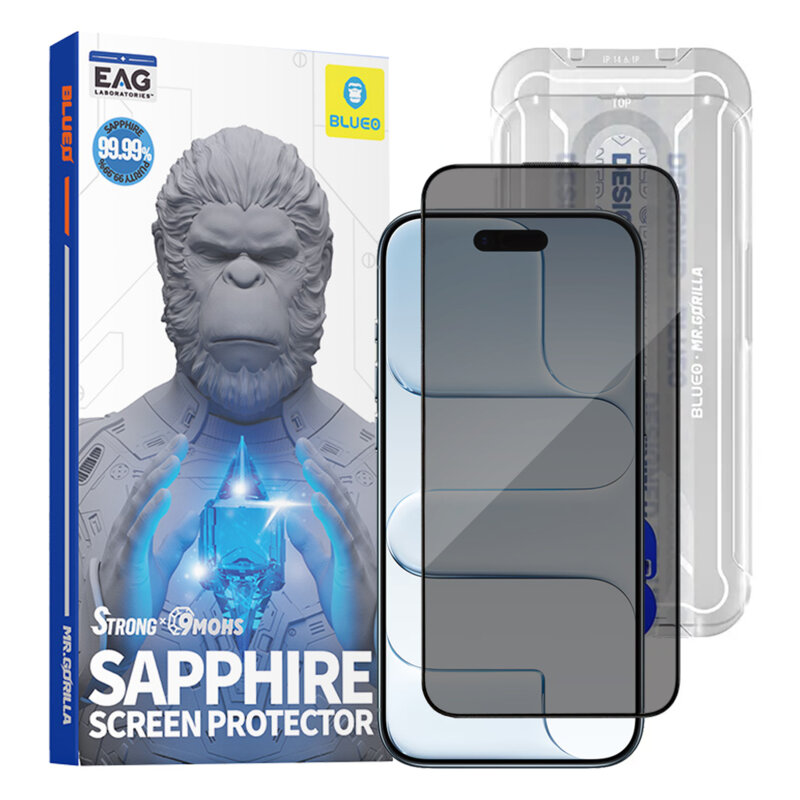 Folie sticla iPhone 17 Air Blueo Premium Sapphire Non Breaking / Scratching 9H Glass, privacy