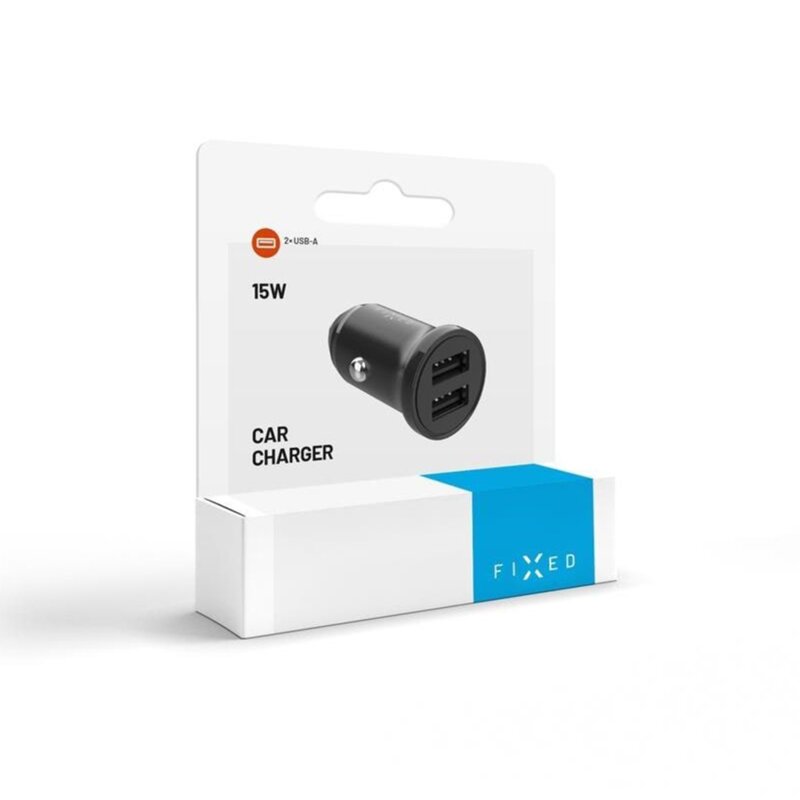 Incarcator auto 2x USB Fixed, 15W, negru, FIXCC15N-2U-BK