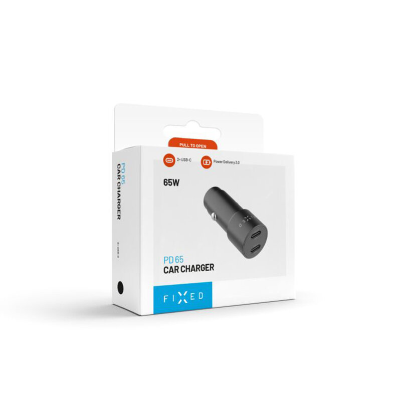 Incarcator auto bricheta 2x Type-C Fixed, 65W, FIXCC65-CC-BK