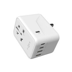Adaptor priza EU, UK, USA/AUS, Type-C, USB Fixed, FIXCT65-3C2A-WH