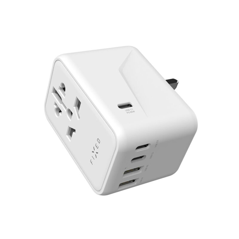 Adaptor priza EU, UK, USA/AUS, Type-C, USB Fixed, FIXCT65-3C2A-WH