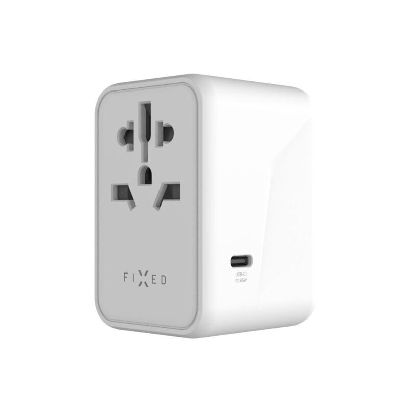Adaptor priza EU, UK, USA/AUS, Type-C, USB Fixed, FIXCT65-3C2A-WH