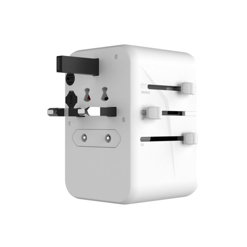 Adaptor priza EU, UK, USA/AUS, Type-C, USB Fixed, FIXCT65-3C2A-WH