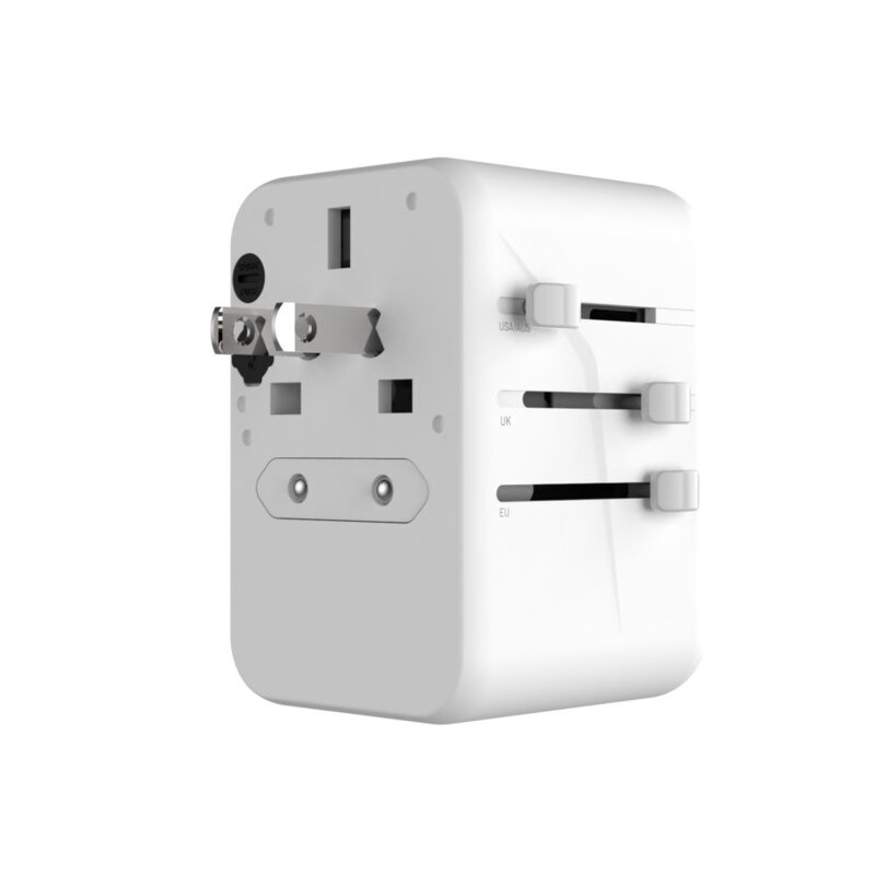 Adaptor priza EU, UK, USA/AUS, Type-C, USB Fixed, FIXCT65-3C2A-WH