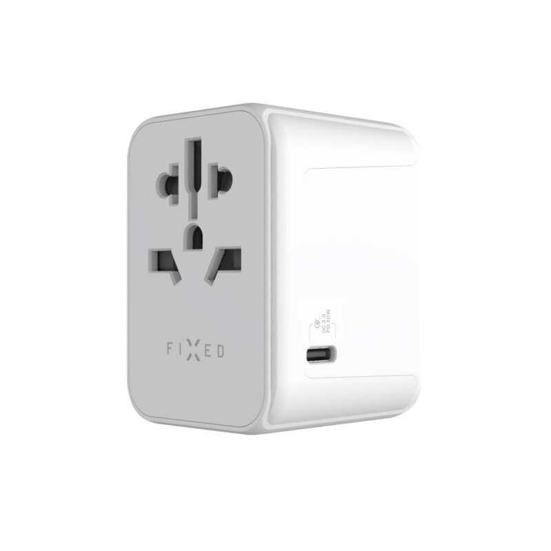Adaptor priza EU, UK, USA/AUS, Type-C, USB Fixed, FIXCT30-1C2A-WH