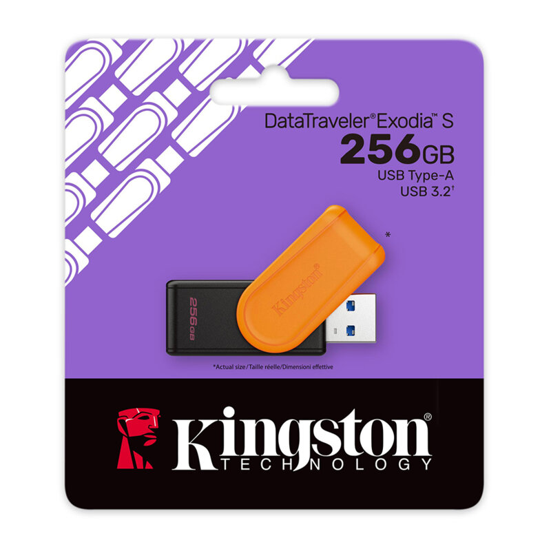 Stick USB 256GB Kingston DataTraveler Exodia S, negru/oranj, DTXS/256GB