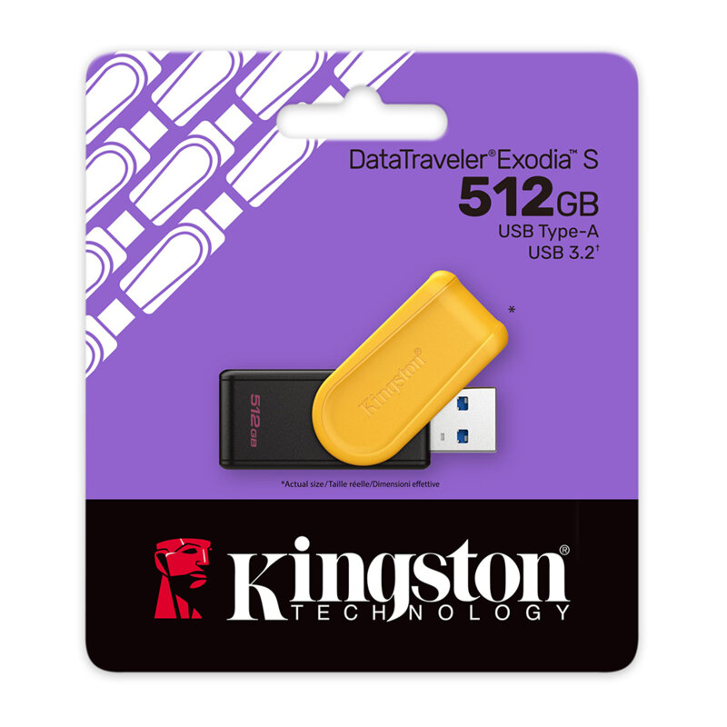 Stick USB 512GB Kingston DataTraveler Exodia S, negru/galben, DTXS/512GB