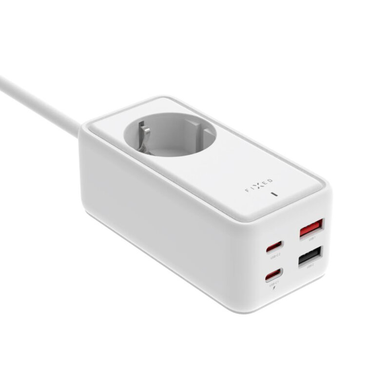 Prelungitor priza EU cu Schuko, Type-C, USB, 3m Fixed, FIXCS65-3-WH