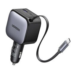 Incarcator auto bricheta USB, 2x Type-C, 60W Ugreen, gri, 55212B