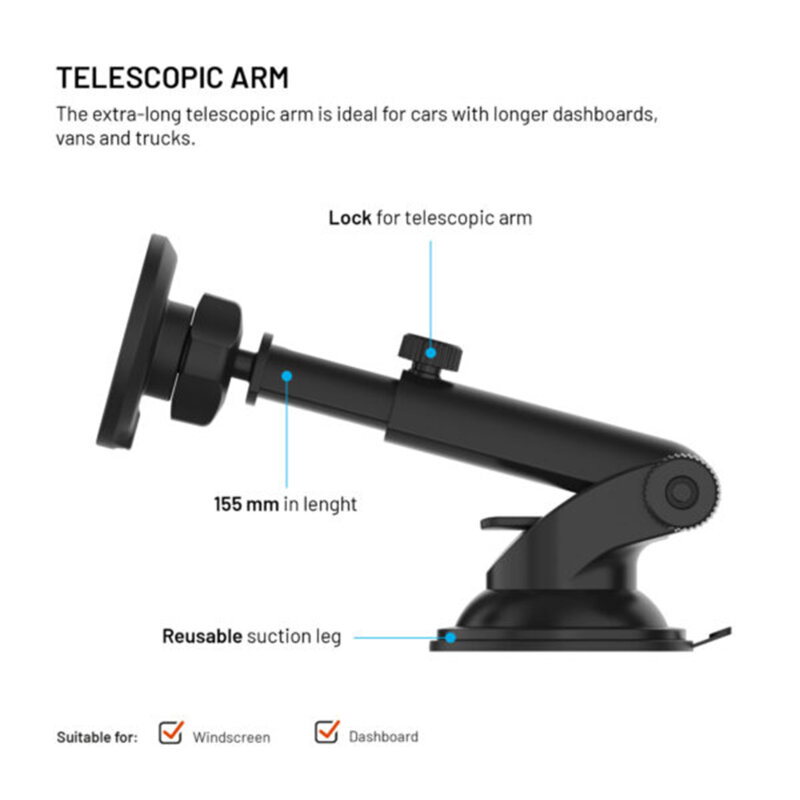 Suport telefon auto MagSafe 15W, Qi2 Fixed, FIXMRO2-XL-BK
