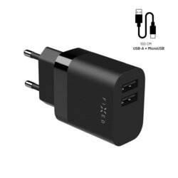 Incarcator USB + cablu Micro-USB Fixed, 17W, negru, FIXC17N-2UM-BK