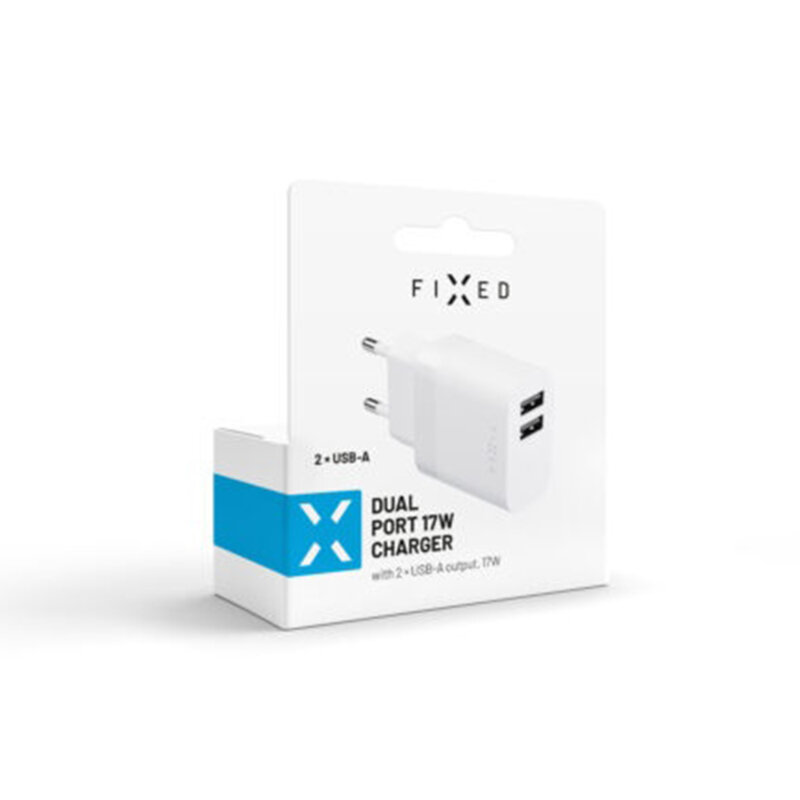 Incarcator priza USB 2in1 Fixed, 17W, alb, FIXC17N-2U-WH