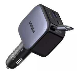Incarcator auto cu cablu retractabil 90W, Ugreen 55909B, negru