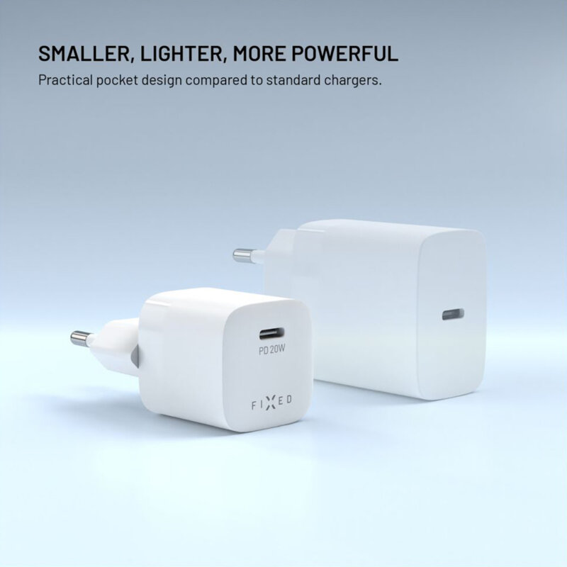 Incarcator Type-C + cablu tip C Fixed, 20W, alb, FIXC20M2-CC-WH