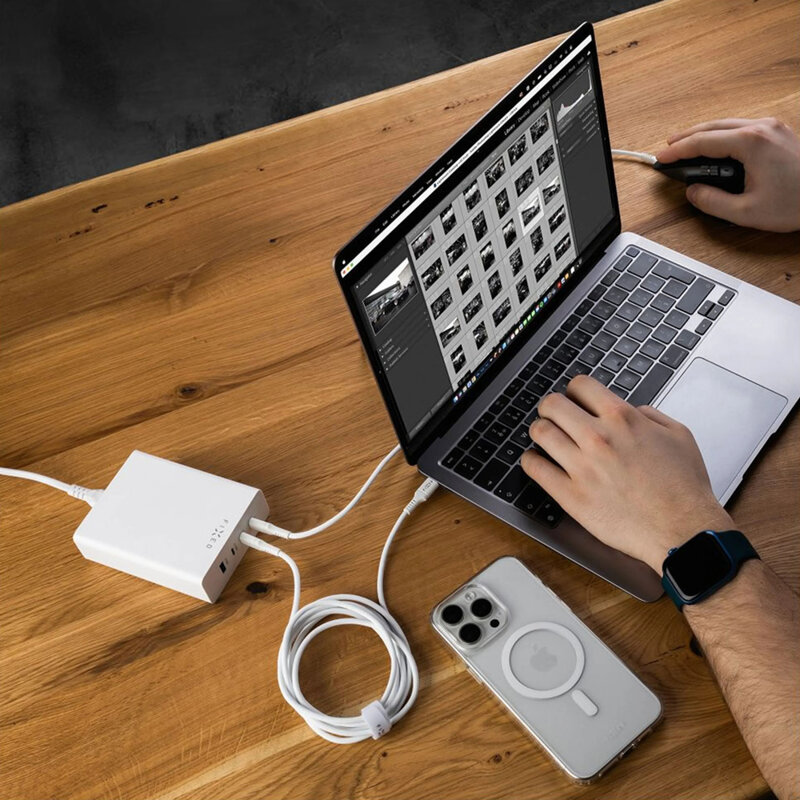 Statie incarcare GaN USB, 3x Type-C, 200W Fixed, FIXCG200-3C1A-WH