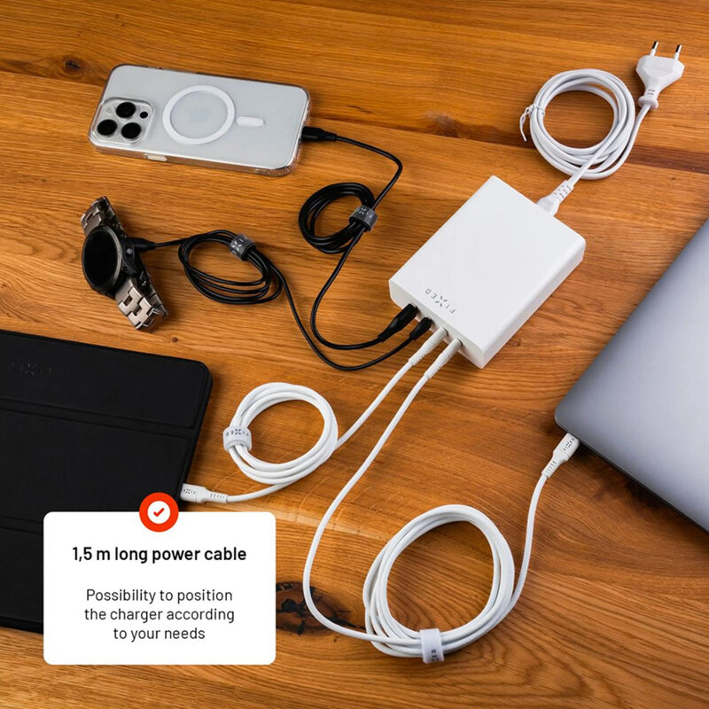 Statie incarcare GaN USB, 3x Type-C, 200W Fixed, FIXCG200-3C1A-WH