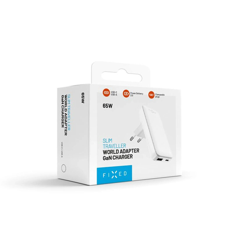 Incarcator GaN PD3.0 USB, Type-C Fixed, 65W, FIXCG65S-CUD-WH