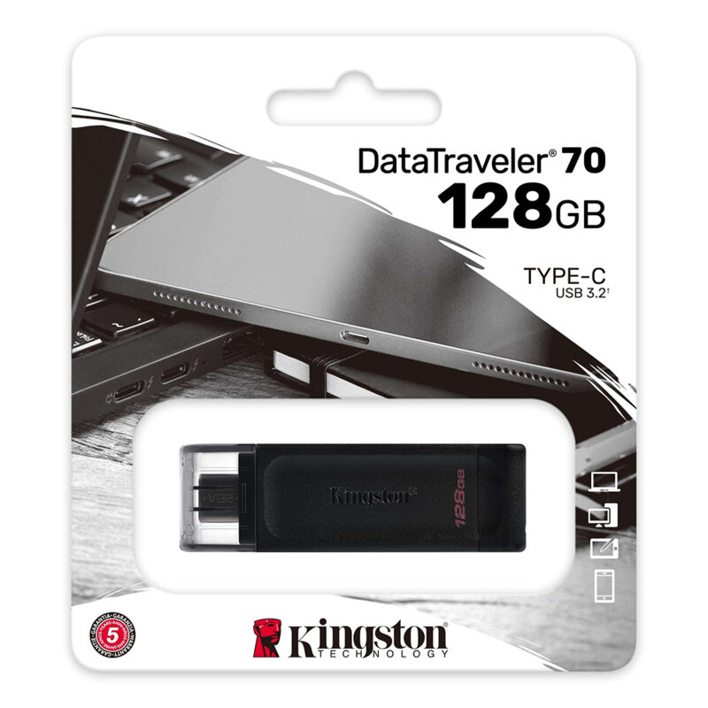 Stick Type-C 128GB Kingston DataTraveler 70, negru, DT70/128GB