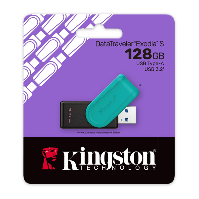 Stick USB 128GB Kingston DataTraveler Exodia S, negru/turcoaz, DTXS/128GB