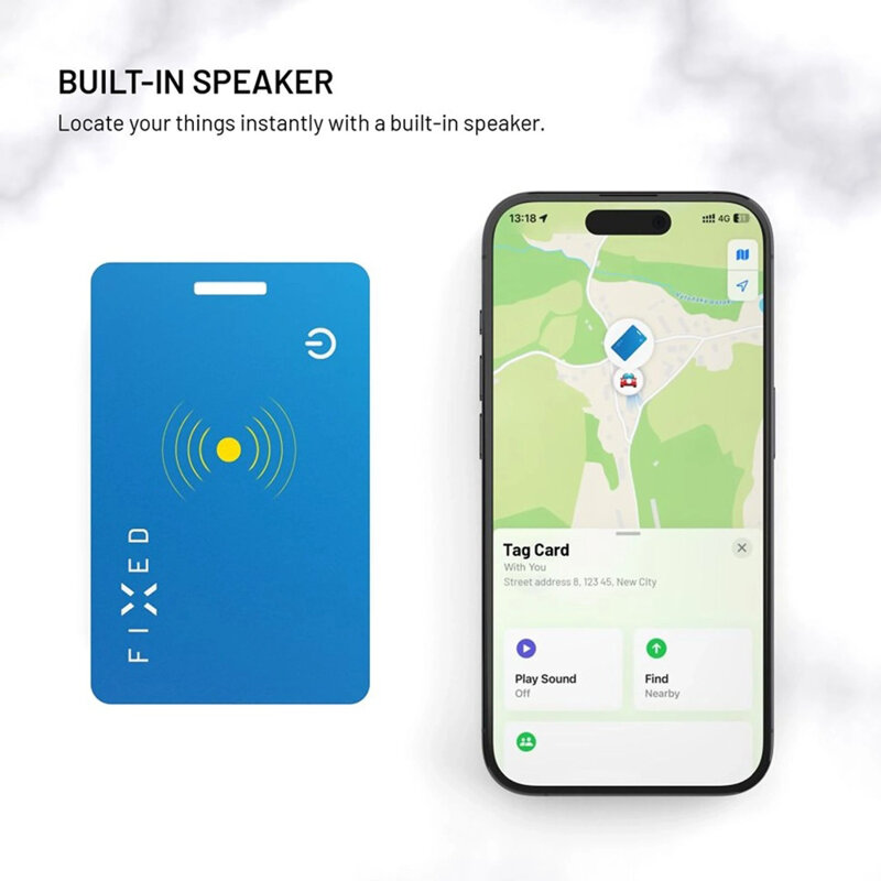 Dispozitiv inteligent cu localizare GPS Fixed Tag Card 2, 156mAh, bleu