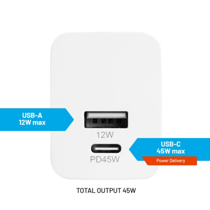 Incarcator USB, Type-C PD 3.0 Fixed, 45W, alb, FIXC45M-CU-WH