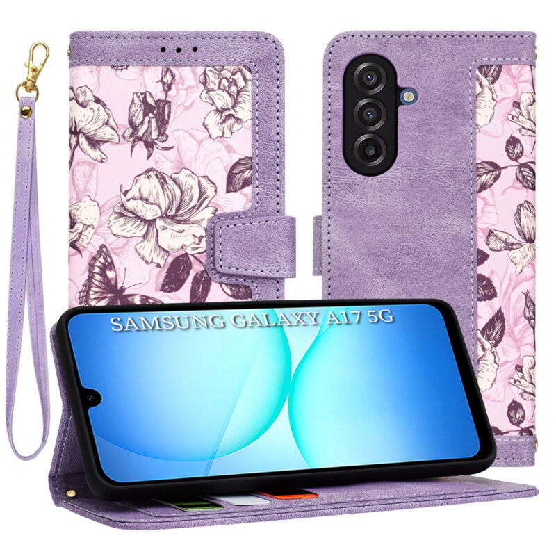 Husa personalizata fete Samsung Galaxy A17 5G Techsuit FlipCraft, mov