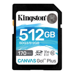 Card memorie 512GB pentru DSLR Kingston Canvas Go Plus, SDG3/512GB