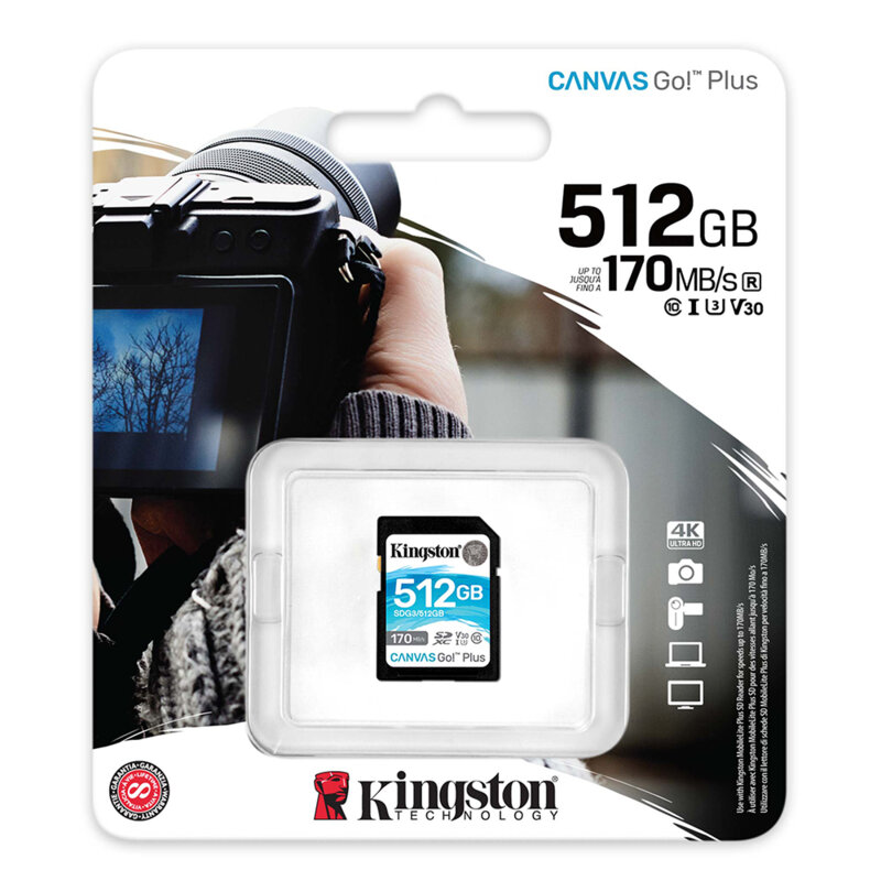 Card memorie 512GB pentru DSLR Kingston Canvas Go Plus, SDG3/512GB