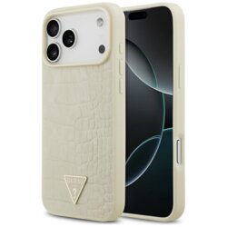 Husa originala Guess iPhone 17 Pro Max Croco Triangle Logo MagSafe, auriu, GUHMP17XPCRTHCD