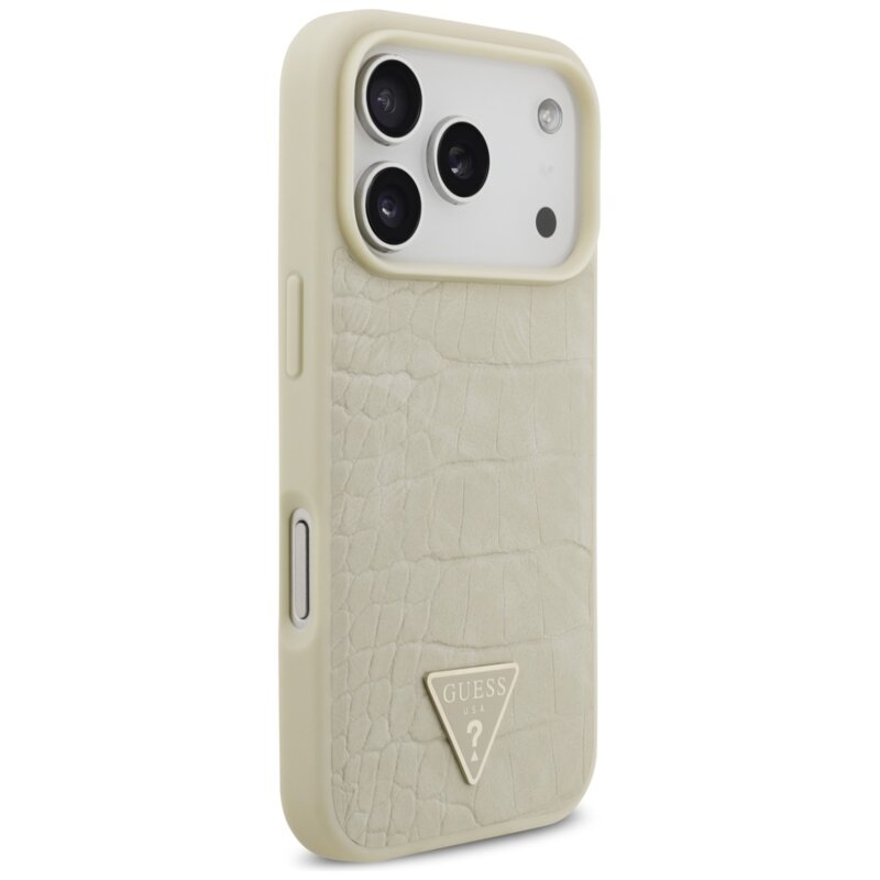 Husa originala Guess iPhone 17 Pro Croco Triangle Logo MagSafe, auriu, GUHMP17LPCRTHCD